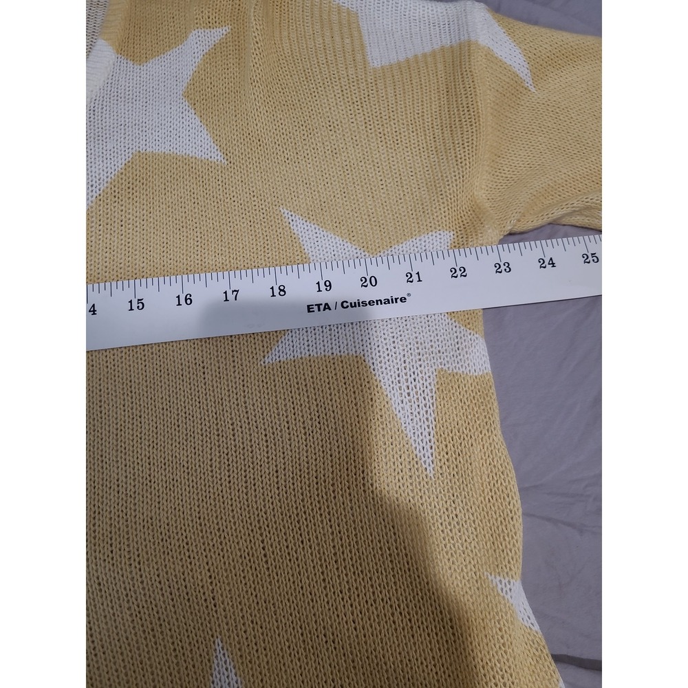 Rock & Roll Denim Women SZ M oversized V neck Star tunic Sweater Pale yellow - Picture 7 of 10